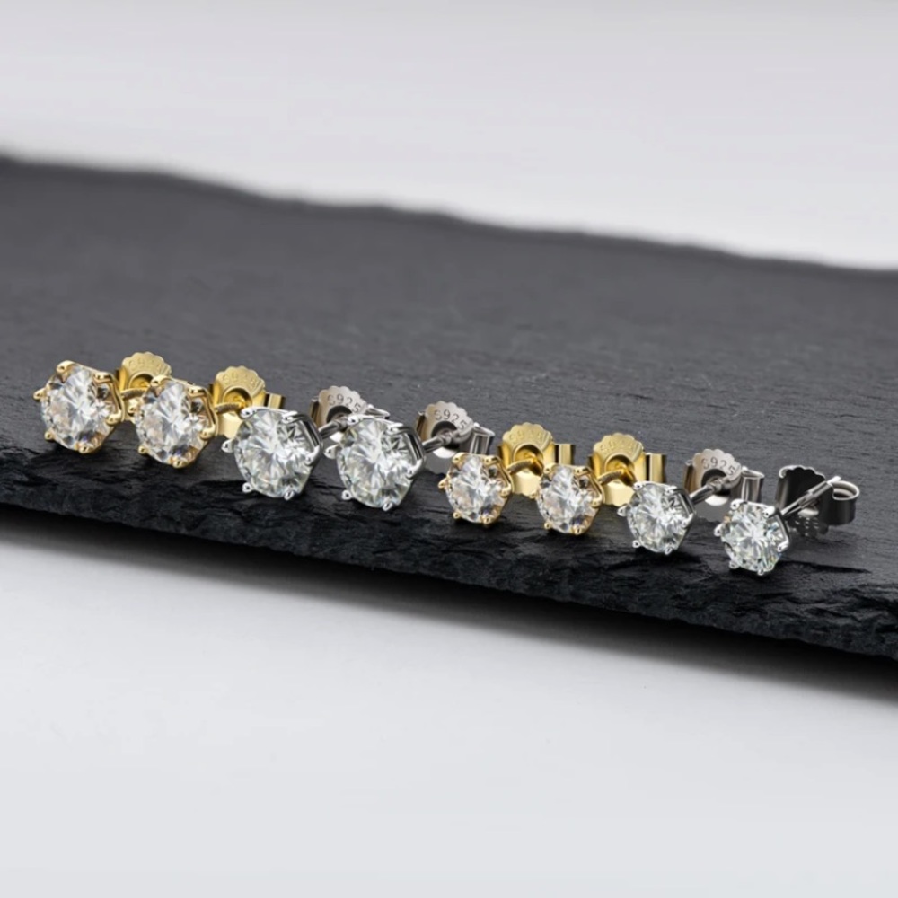 CERTIFIED 0.3 CT D Color Moissanite Stamped 925 sterling silver Stud Earrings - Picture 5 of 12